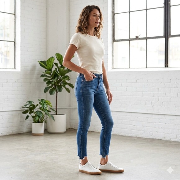 Abercrombie & Fitch Denim - Abercrombie & Fitch Womens Size 2R Jeans 26x31 Blue Raw Hem Super CasualSkinny